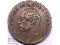 Suedia 2 öre 1858 Öre regele Oscar cupru