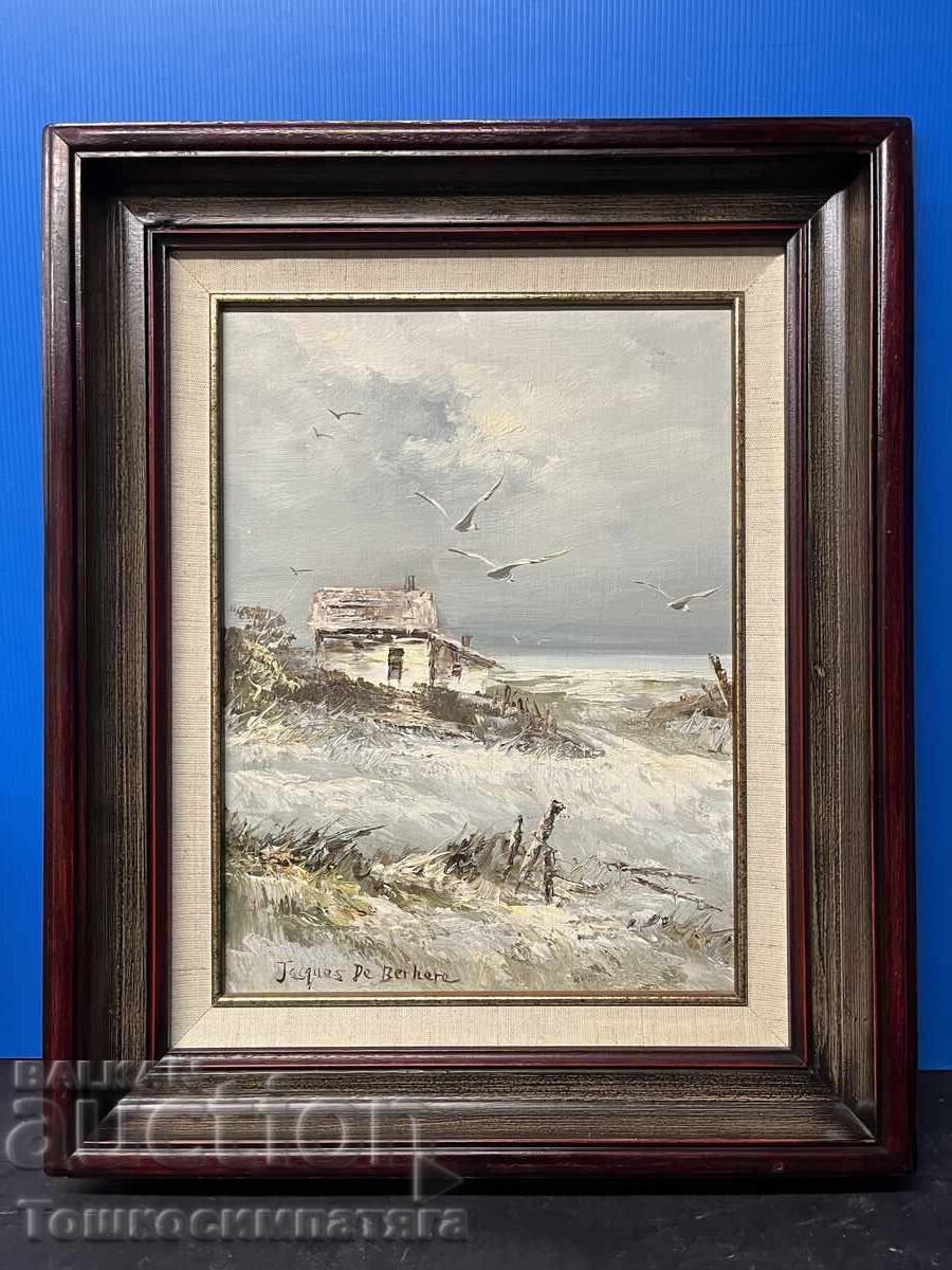 Красив,морски пейзаж на платно с маслени бои - 7