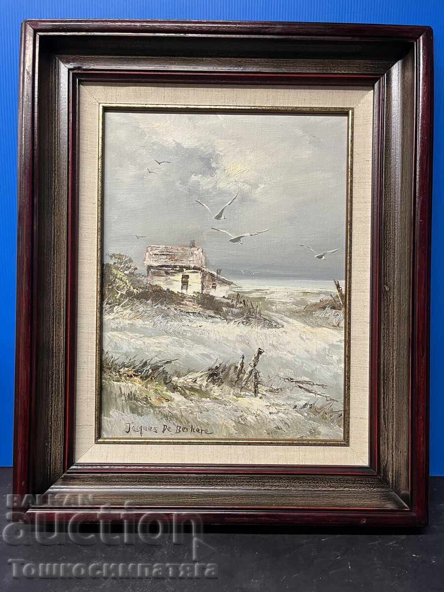 Красив,морски пейзаж на платно с маслени бои