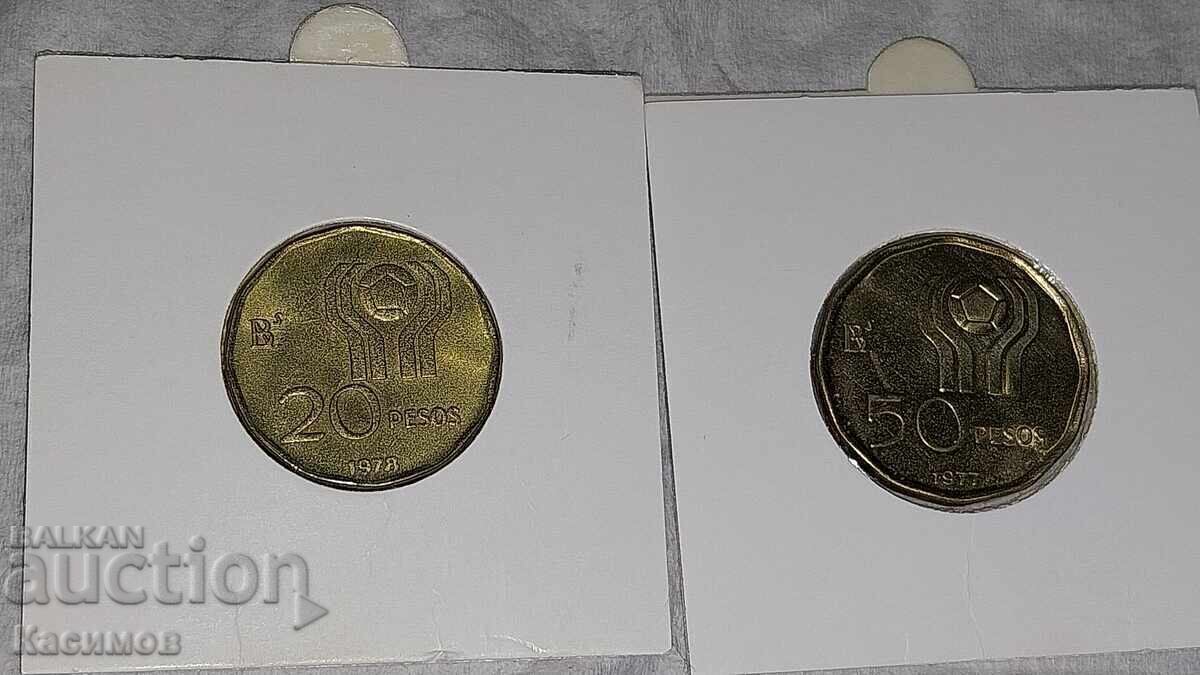 Δημοπρασία Αργεντίνικα επετειακά νομίσματα 2 τεμάχια Σ.Π. Ποδόσφαιρο 1978 Δημοπρασία Αργεντίνικα επετειακά νομίσματα 2 τεμάχια Σ.Π. Ποδόσφαιρο 1978