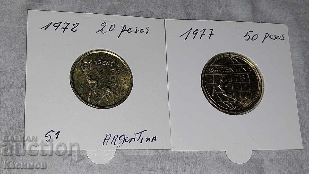 Παράδοση Αργεντίνικα επετειακά νομίσματα 2 τεμάχια Σ.Π. Ποδόσφαιρο 1978 Παράδοση Αργεντίνικα επετειακά νομίσματα 2 τεμάχια Σ.Π. Ποδόσφαιρο 1978