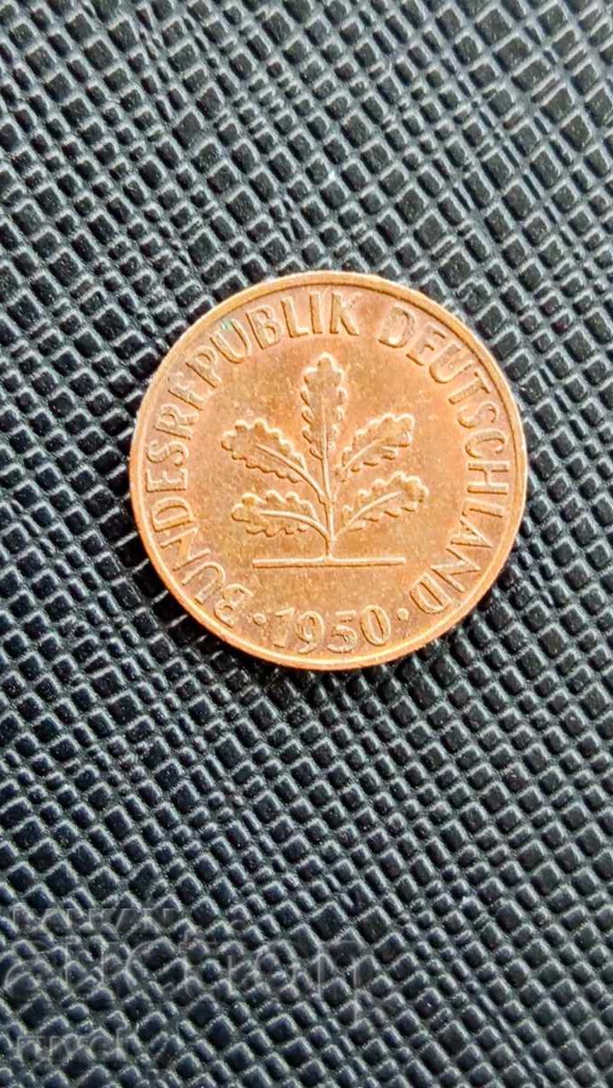 Германия 1 пфениг, 1950 г. с цена € 0.25 | 0.49 лв.