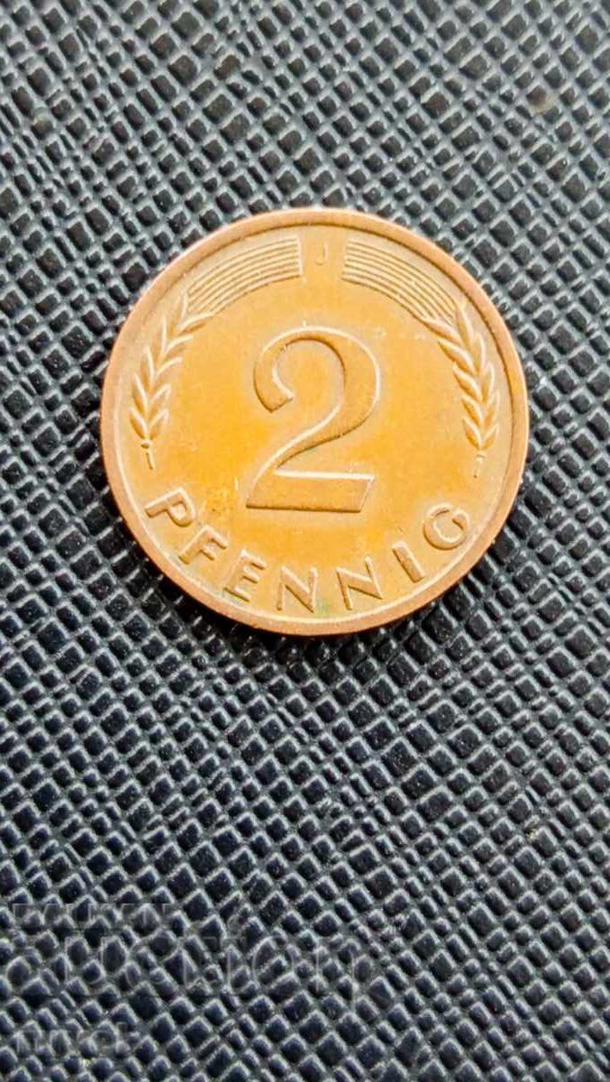 Германия 2 пфенига, 1962 г. Германия 2 пфенига, 1962 г.