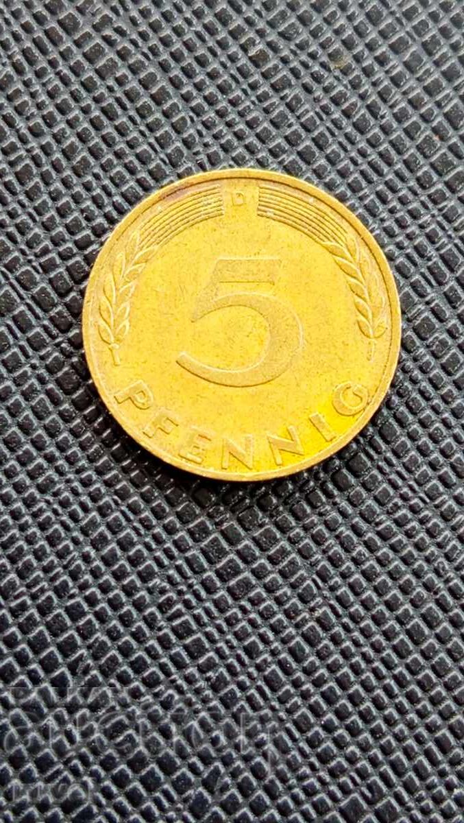 Германия 5 пфенига, 1970 г.