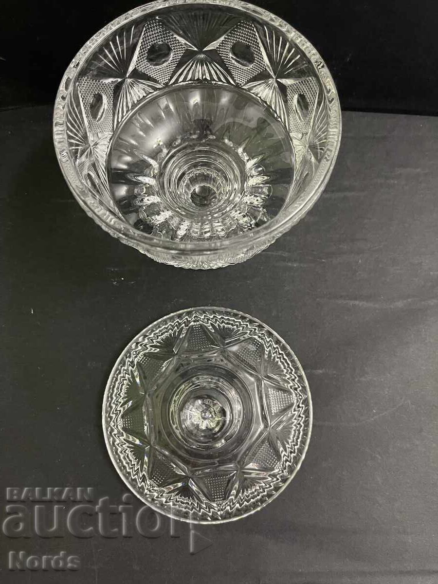 Glass candy dish on a stand with price € 0.01 | 0.02 BGN
