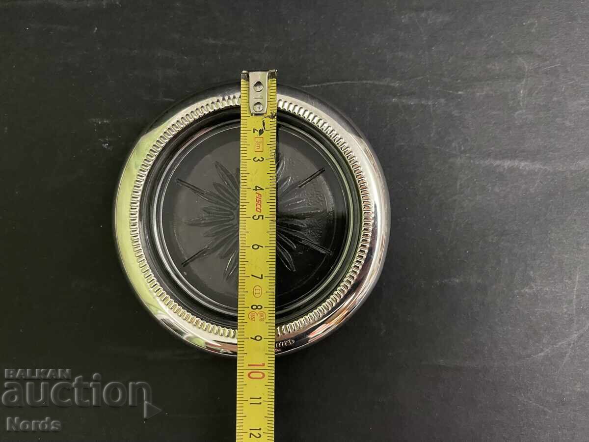 Italian wine coaster with silver-plated trim - 5