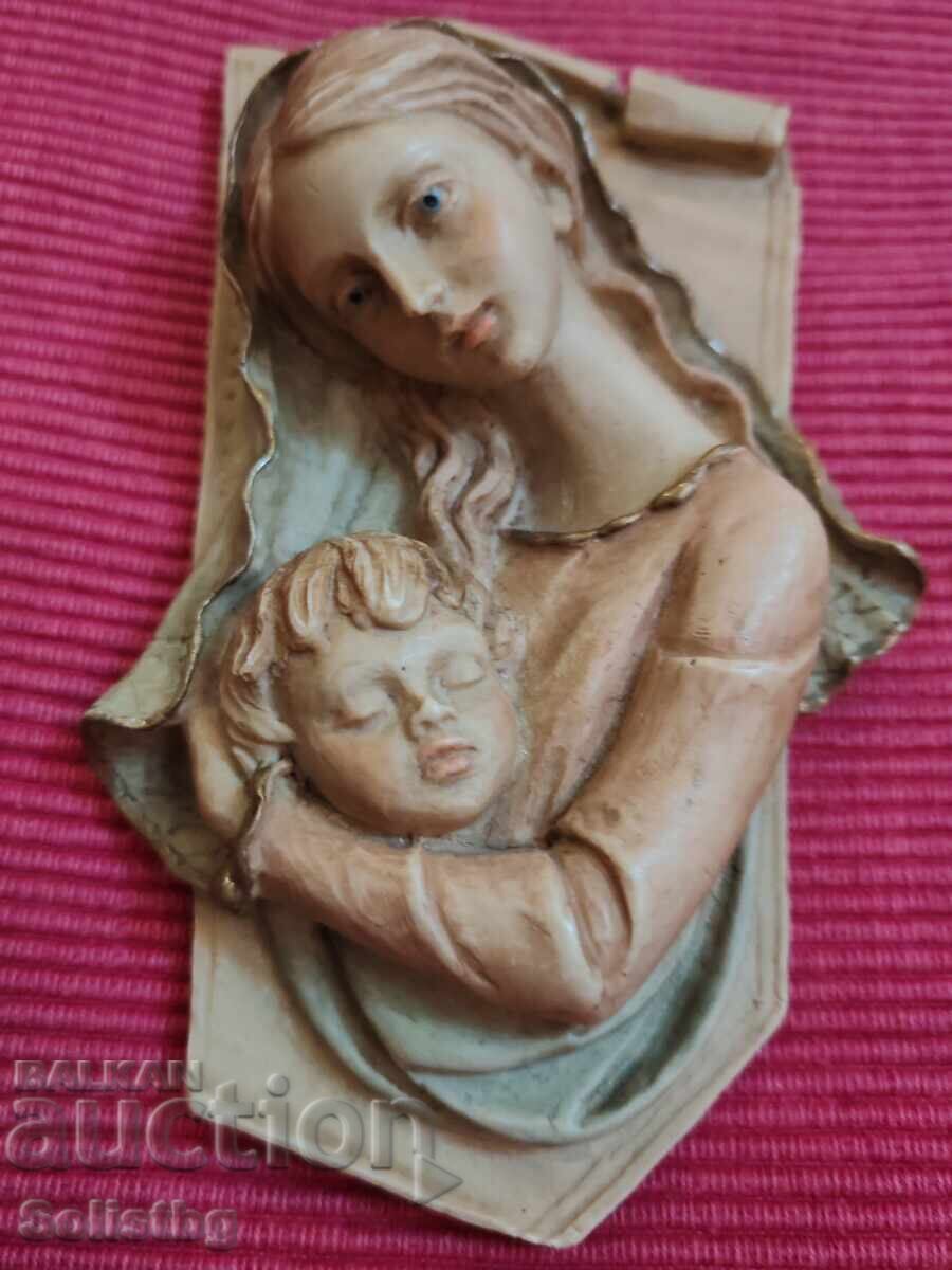 Винтидж барелеф на Мадона с Младенеца, Италия. - 7 Винтидж барелеф на Мадона с Младенеца, Италия. - 7