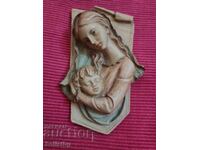 Vintage bas-relief of Madonna and Child, Italy