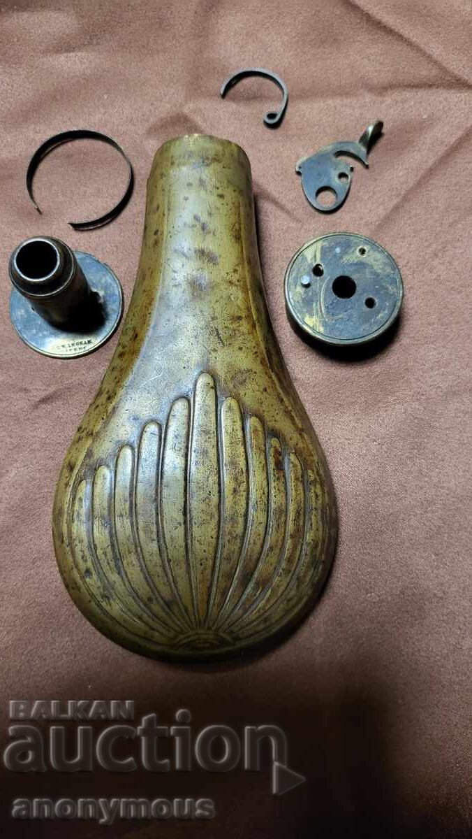 Brass old powder flask, powder horn with price € 85.00 | 166.25 BGN