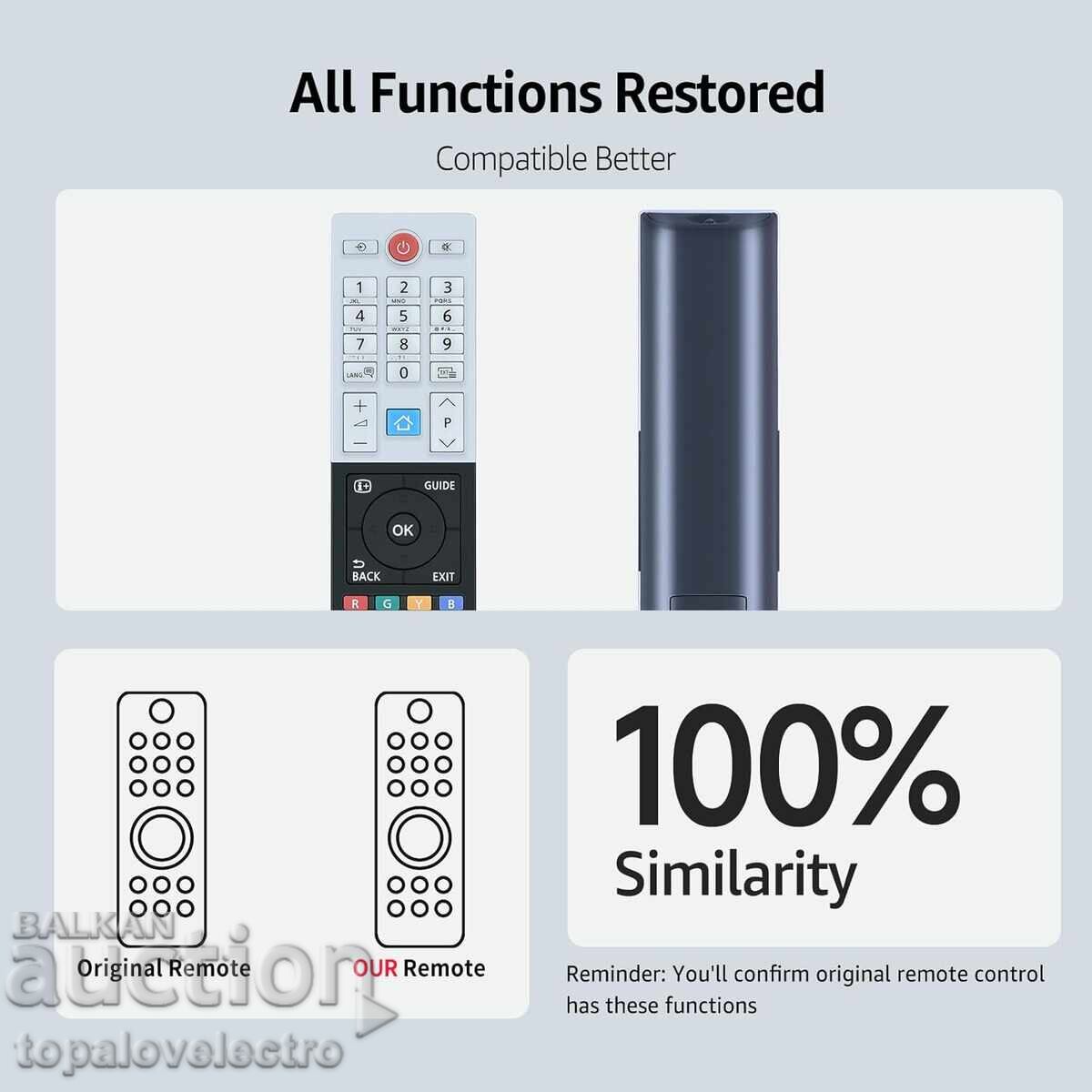 NEW! Remote Control for Toshiba 4K UHD TV, UK, U, L with price € 5.00 | 9.78 BGN NEW! Remote Control for Toshiba 4K UHD TV, UK, U, L with price € 5.00 | 9.78 BGN