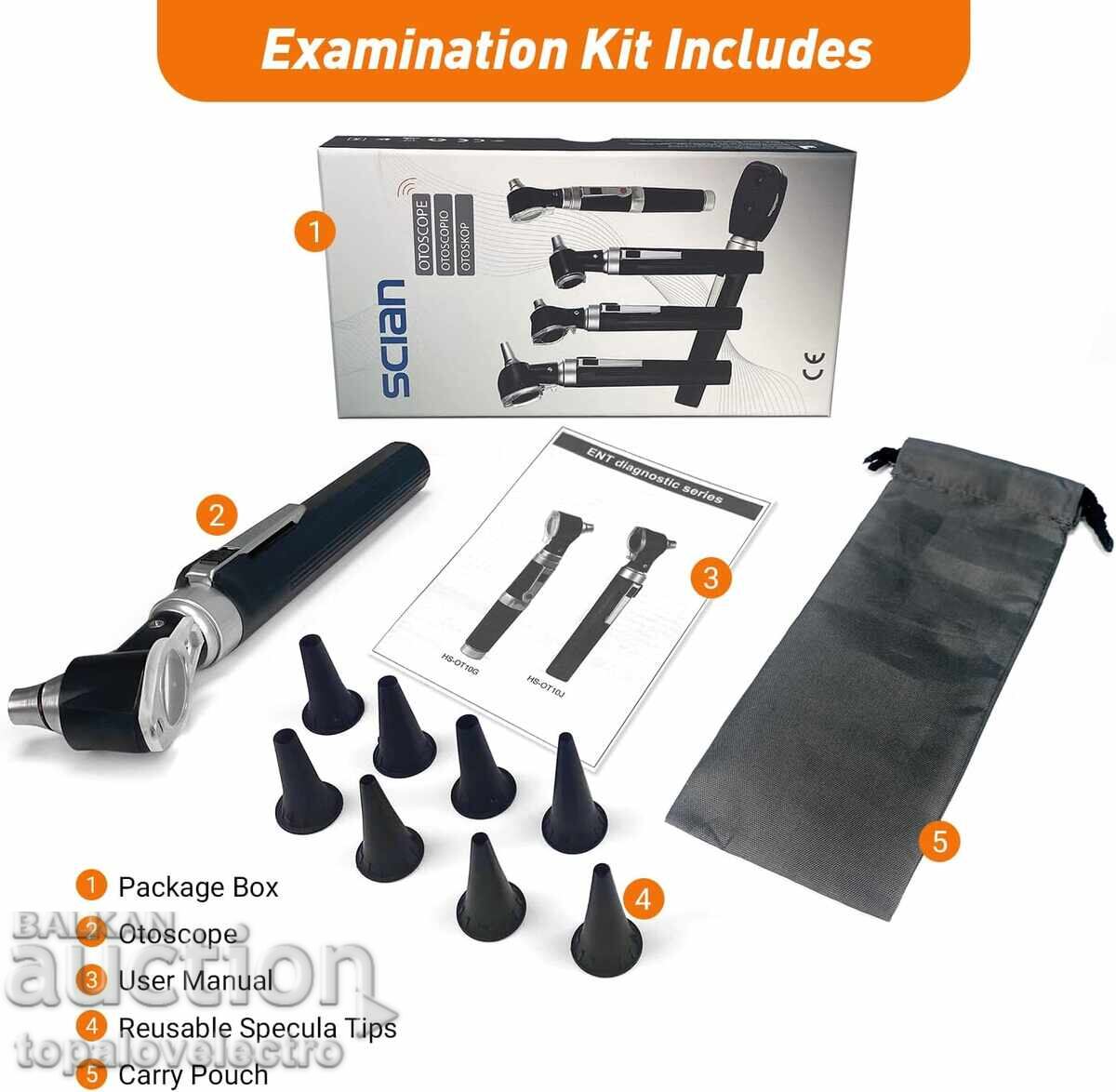 Δημοπρασία ΚΑΙΝΟΥΡΙΟ! Σετ ωτοσκόπιου - εργαλείο αυτιού με φως LED και 3x Δημοπρασία ΚΑΙΝΟΥΡΙΟ! Σετ ωτοσκόπιου - εργαλείο αυτιού με φως LED και 3x