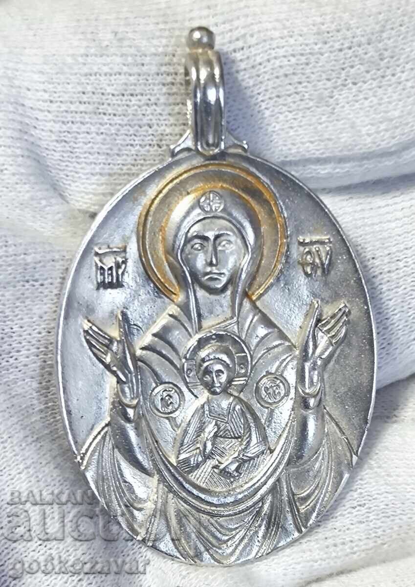Silver pendant Panagia "Theotokos of the Sign" - 950 silver