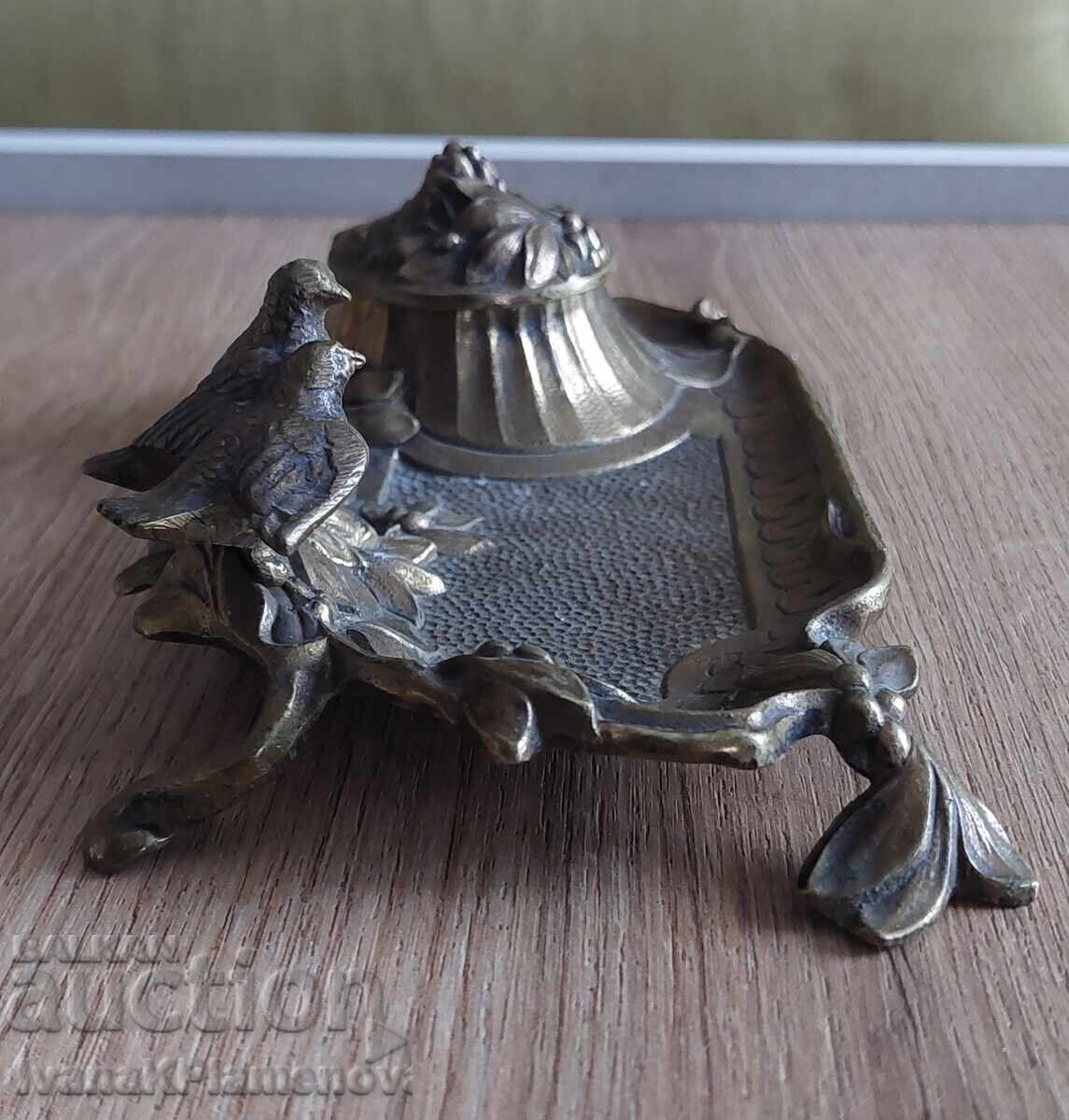 Мастилница Франция винтидж бронз стил Ар Нуво - 5