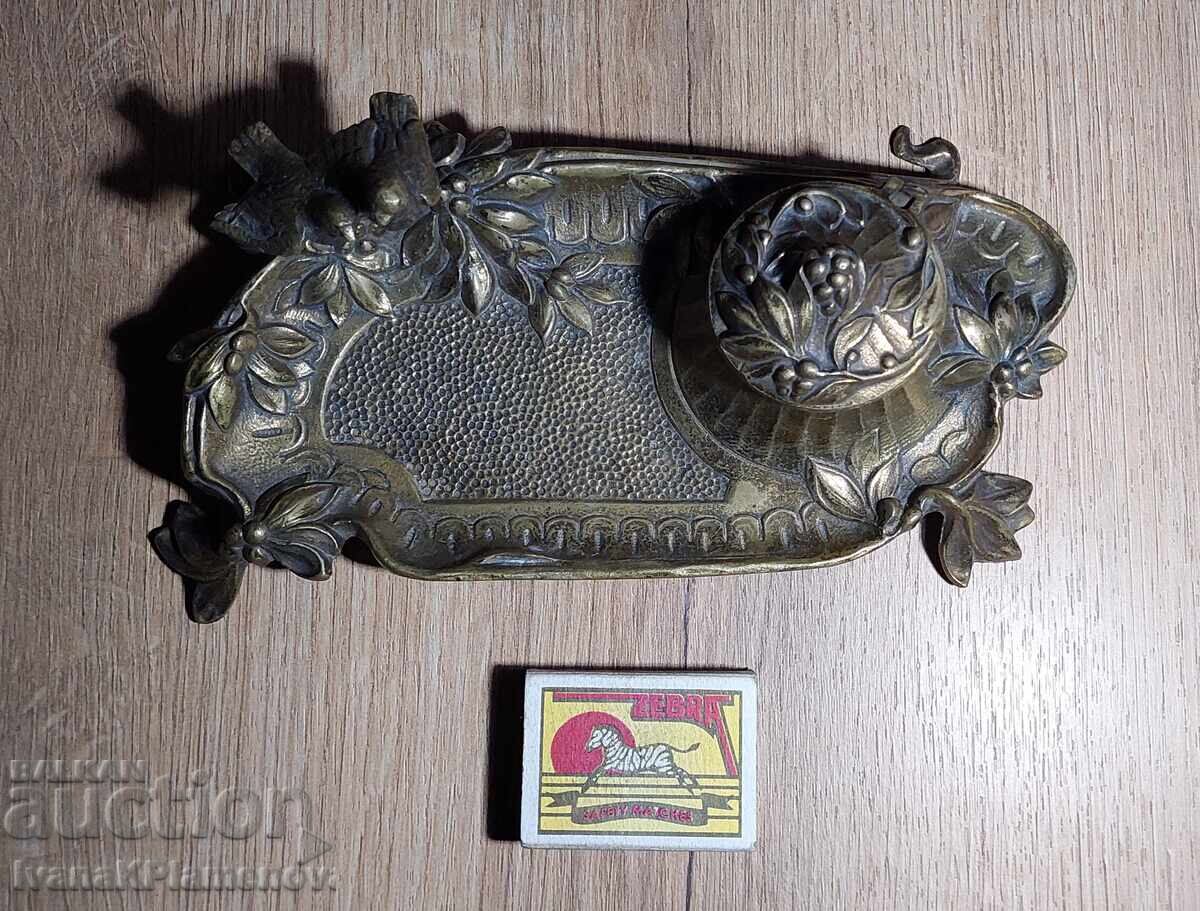 Мастилница Франция винтидж бронз стил Ар Нуво - 7