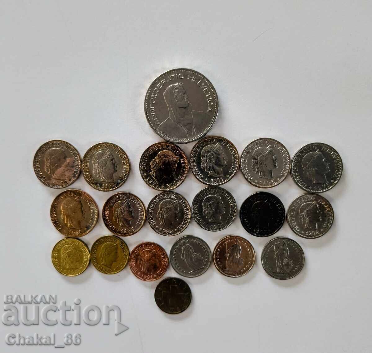 Πολλά νομίσματα Ελβετία! με τιμή € 0.11 | 0.22 BGN