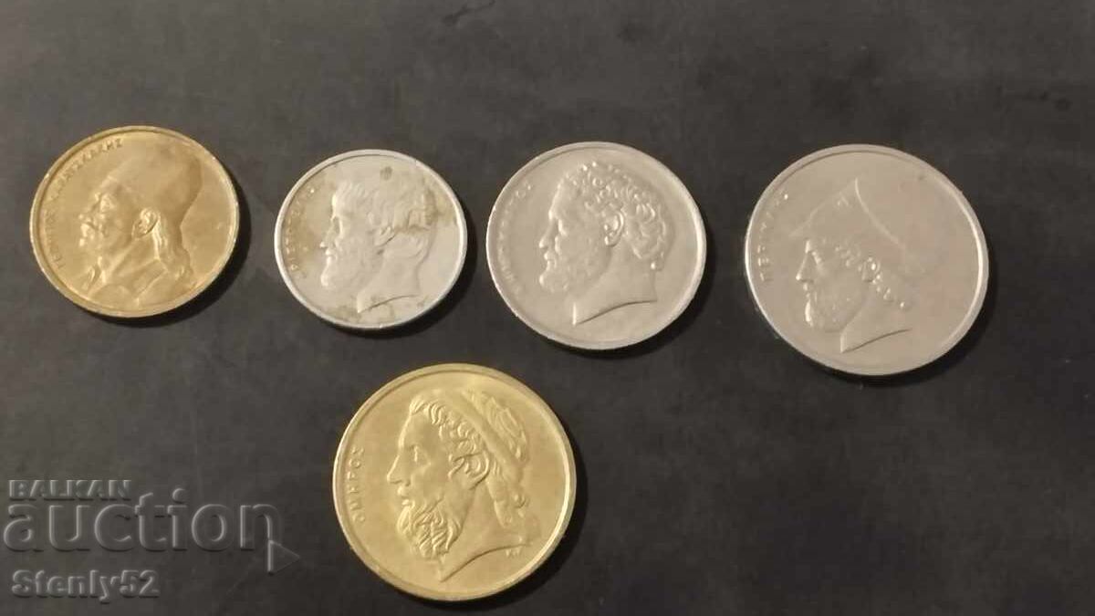 Сет монети гръцки драхми 2,5,10,20,50 с цена € 10.00 | 19.56 лв.
