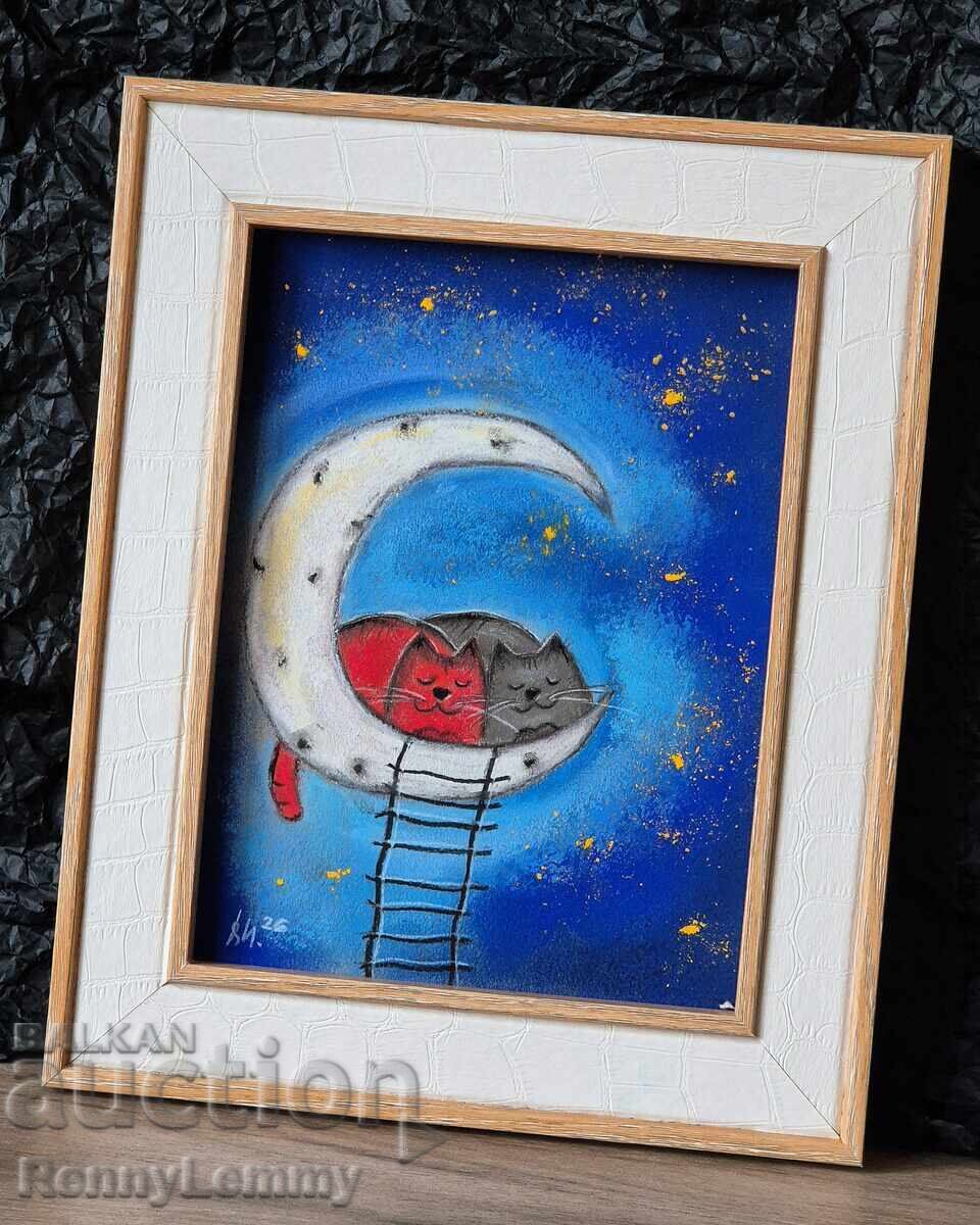 Somn dulce /pisici/, ilustrație, tablou pastel cu preț € 26.00 | 50.85 BGN Somn dulce /pisici/, ilustrație, tablou pastel cu preț € 26.00 | 50.85 BGN