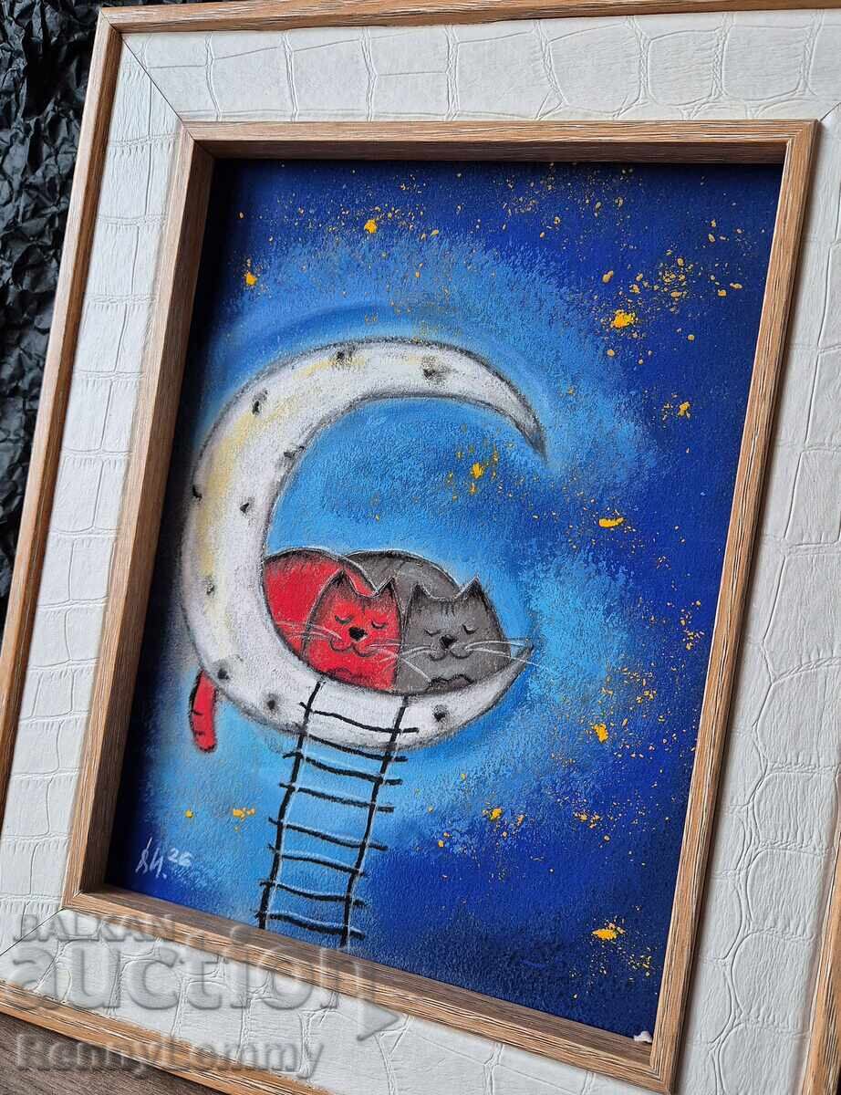 Licitație Somn dulce /pisici/, ilustrație, tablou pastel Licitație Somn dulce /pisici/, ilustrație, tablou pastel