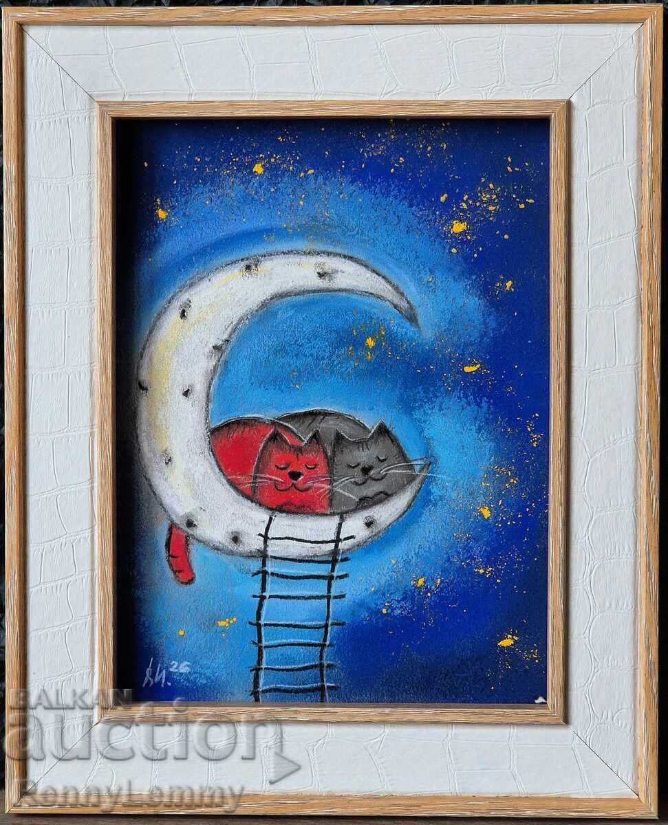 Somn dulce /pisici/, ilustrație, tablou pastel Somn dulce /pisici/, ilustrație, tablou pastel