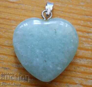 Μεταλλιόν - καρδιά από πράσινο αβεντουρίνη