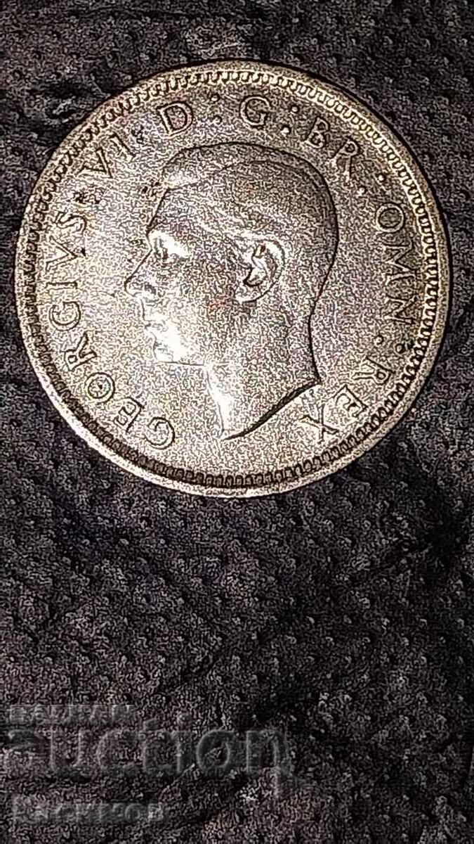 Стара Сребърна монета 6 Пенса 1942 Великобритания. година.