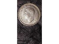 Monedă veche de argint 6 Pence 1942 Marea Britanie. an