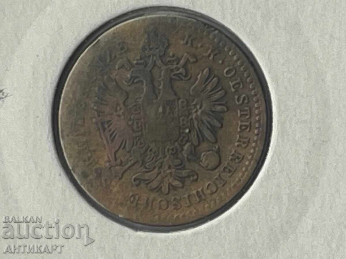 Row of copper coin Austria 1 Kreuzer 1859 with price € 2.56 | 5.01 BGN