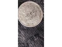 Monedă veche de argint din România 50 Bani 1910