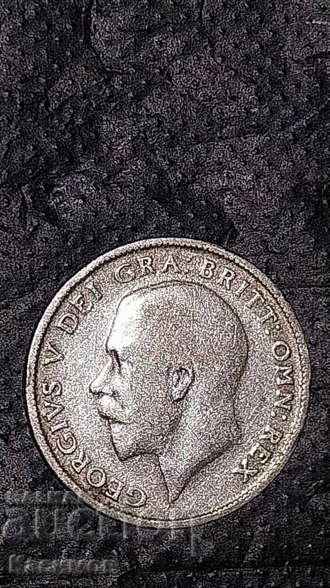 Доставка на Сребърна монета от Великобритания 6 Пенка 1921 година