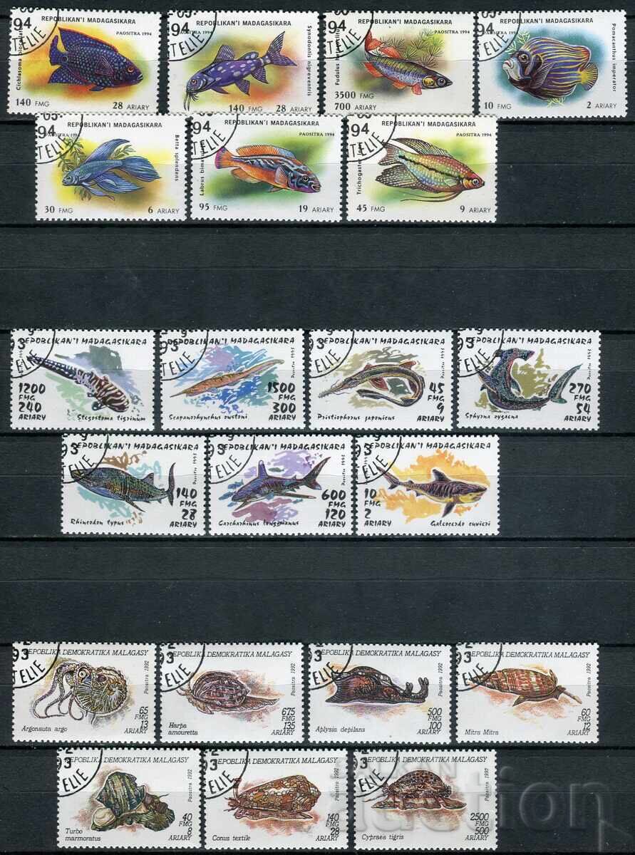 Madagascar 1993-94 CTO - Faună, pești, rechini, crustacee