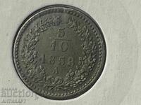 медна монета Австрия Австро Унгария 5/10 кройцер 1858 А