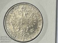 рядка сребърна монета Австрия 1 флорин 1861 отличен