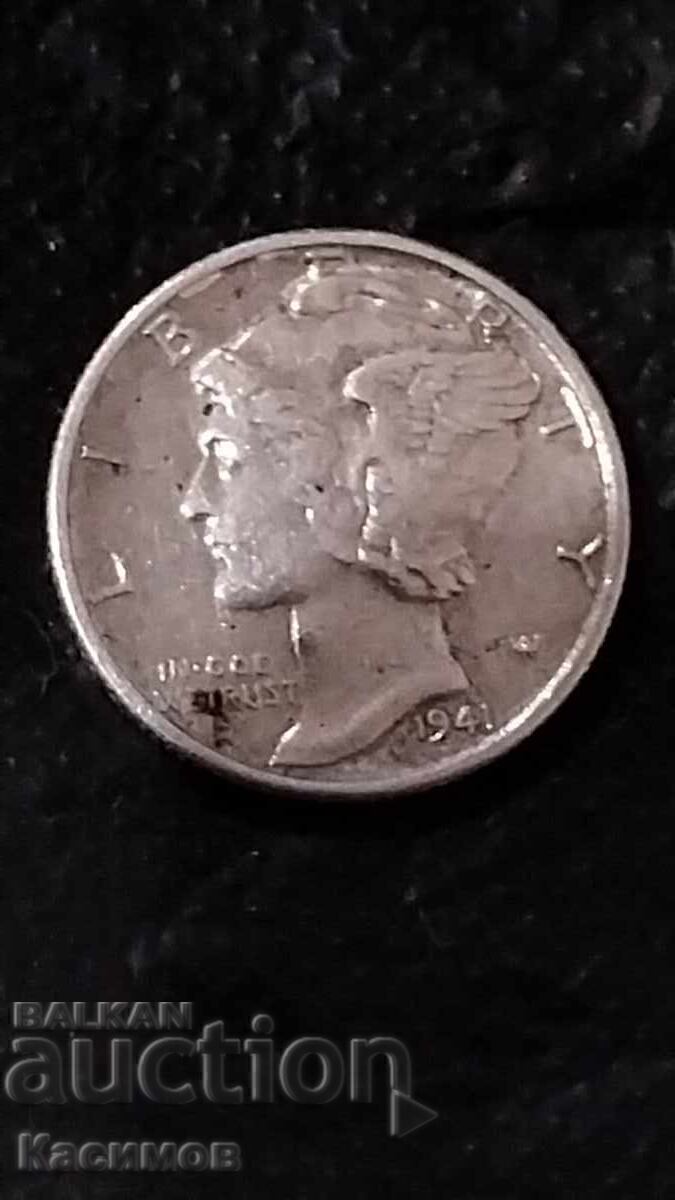 Auction  Silver Rare US Coin 10 Cents 1941