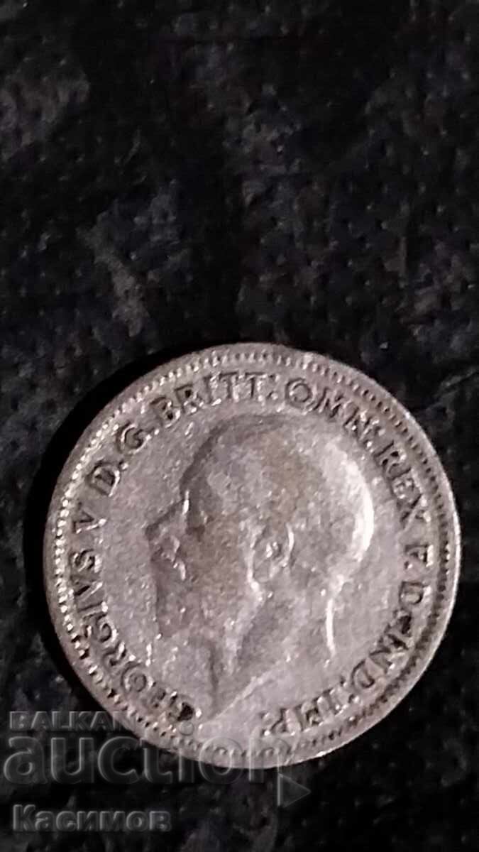 Ασημένιο νόμισμα από το Ηνωμένο Βασίλειο 6 Πένες 1931 με τιμή € 20.00 | 39.12 BGN