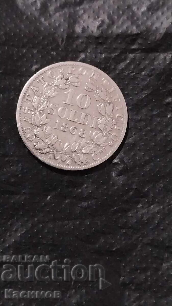 Рядка сребърна монета от Ватикана. Италия 10 Солди 1868 годи с цена € 10.00 | 19.56 лв. Рядка сребърна монета от Ватикана. Италия 10 Солди 1868 годи с цена € 10.00 | 19.56 лв.