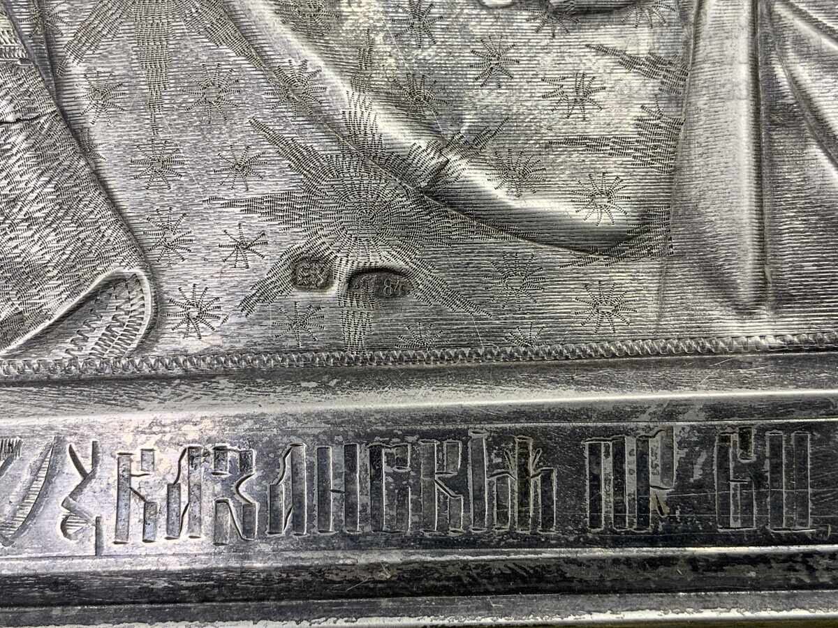 Стара икона царска Русия сребро 84 рисувана - 5