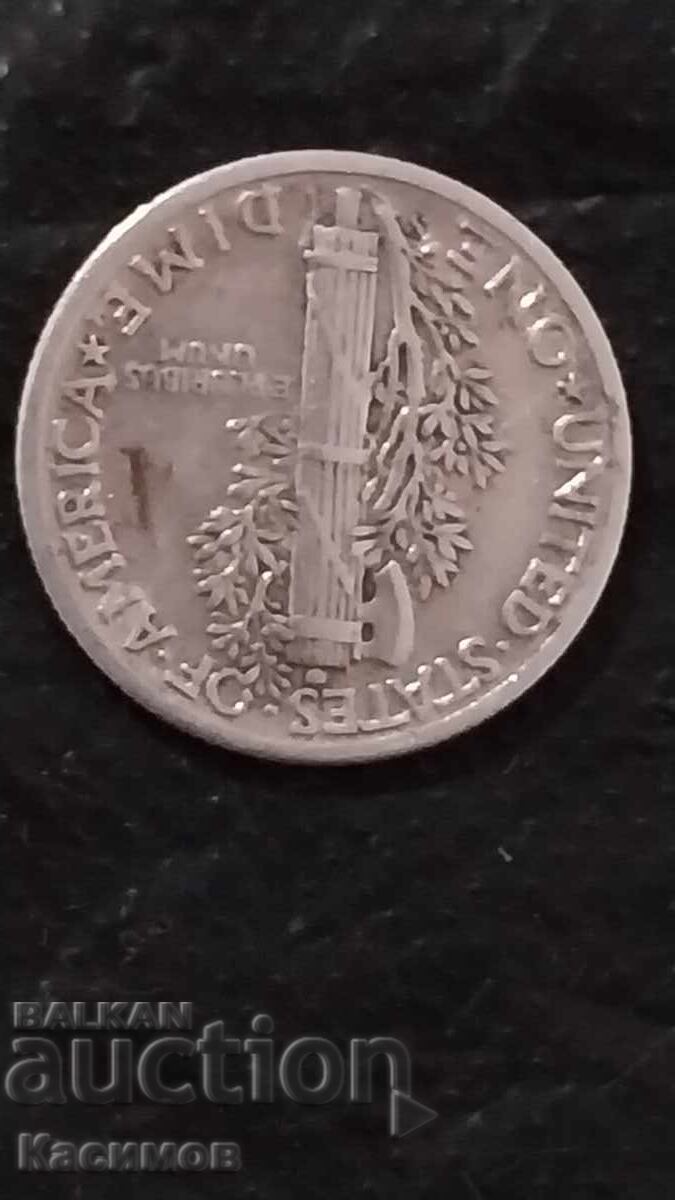 Сребърна монета САЩ 10 Цента 1944 година нова монета. с цена € 5.00 | 9.78 лв. Сребърна монета САЩ 10 Цента 1944 година нова монета. с цена € 5.00 | 9.78 лв.