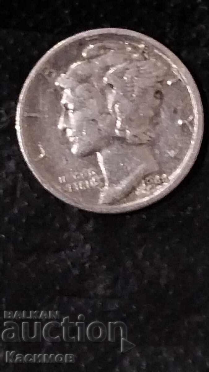 Сребърна монета САЩ 10 Цента 1944 година нова монета. - 5 Сребърна монета САЩ 10 Цента 1944 година нова монета. - 5