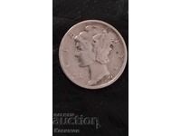 Сребърна монета САЩ 10 Цента 1944 година нова монета.