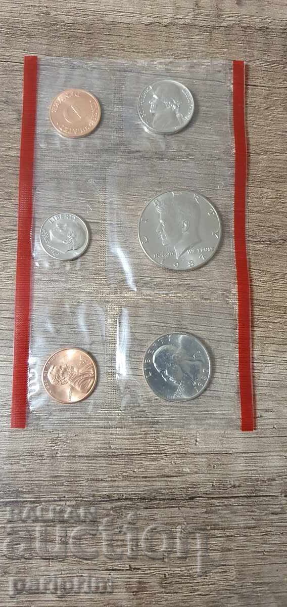 Licitație SUA, 1987 "D" Set de 6 monede NECIRCULATE, BZC