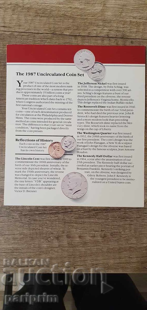 Livrarea SUA, 1987 "D" Set de 6 monede NECIRCULATE, BZC