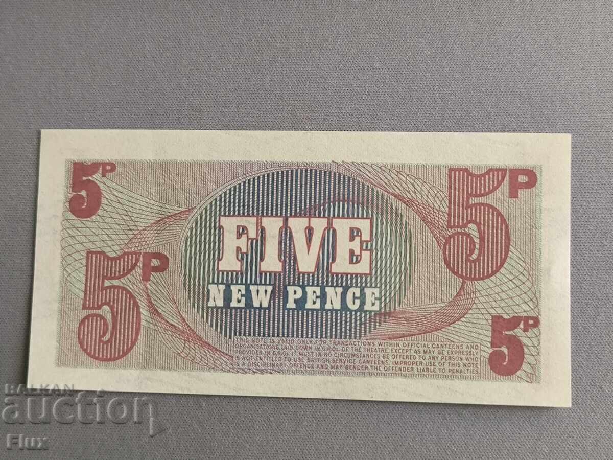 Bancnotă militară - Marea Britanie - 5 pence UNC cu preț € 2.50 | 4.89 BGN