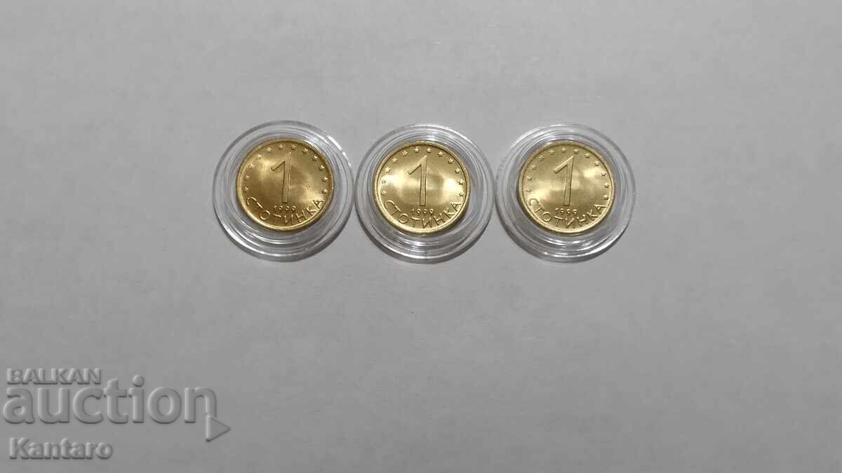 Auction  Coin - BULGARIA - 1 stotinka - 1999 - UNC 1 - 3 pcs