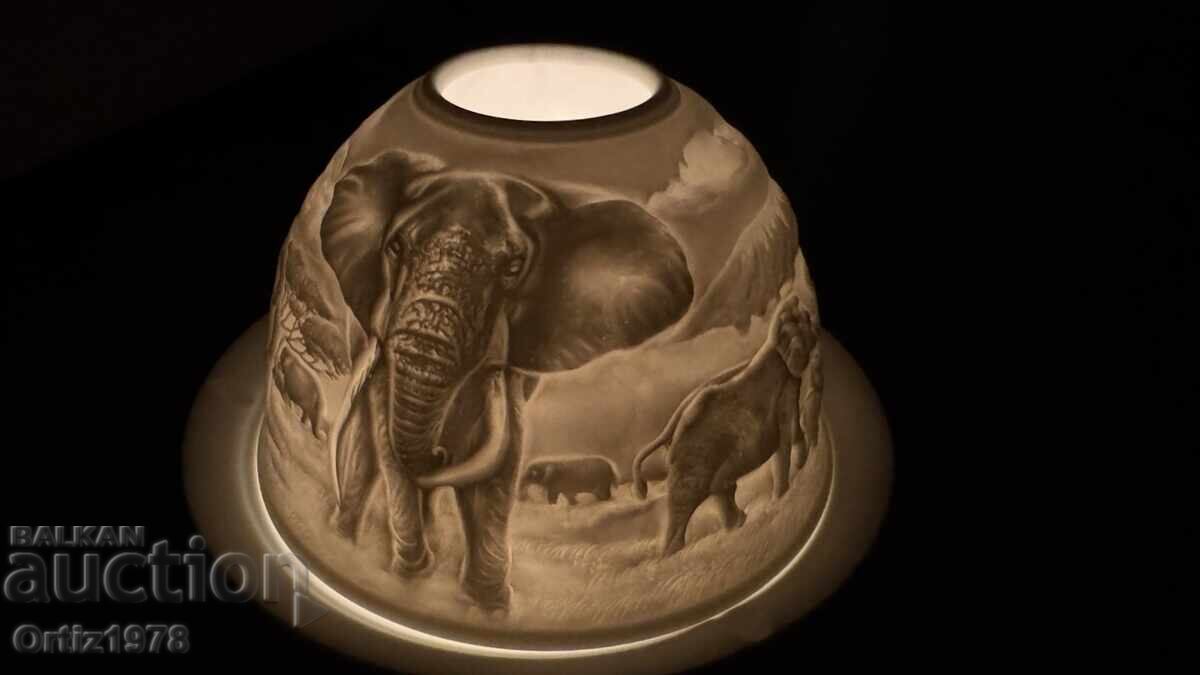 Suport de lumânare de ceai superb, elefanți – Porțelan fin! - 5 Suport de lumânare de ceai superb, elefanți – Porțelan fin! - 5