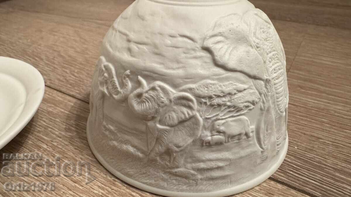 Suport de lumânare de ceai superb, elefanți – Porțelan fin! - 6 Suport de lumânare de ceai superb, elefanți – Porțelan fin! - 6