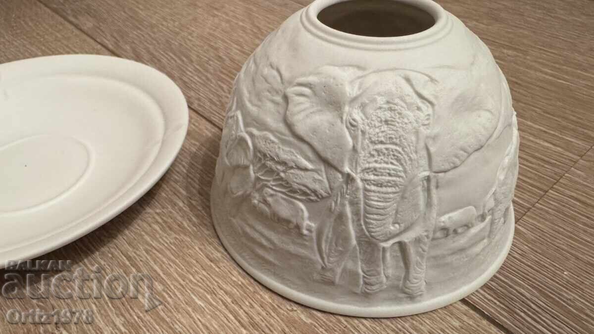 Suport de lumânare de ceai superb, elefanți – Porțelan fin! - 7 Suport de lumânare de ceai superb, elefanți – Porțelan fin! - 7