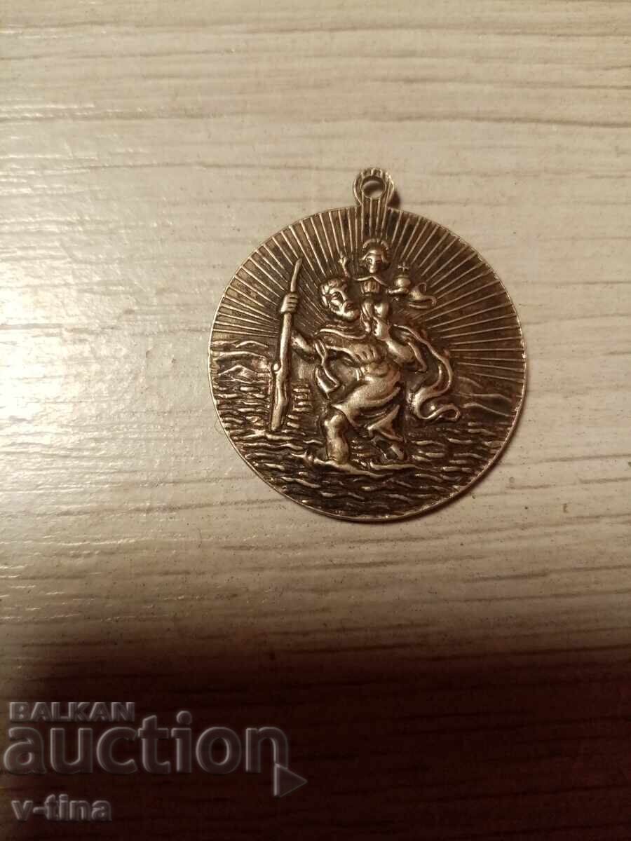 Ασημένιο μετάλλιο πακέτο μενταγιόν βάπτιση παλαιό εικόνα άγιος