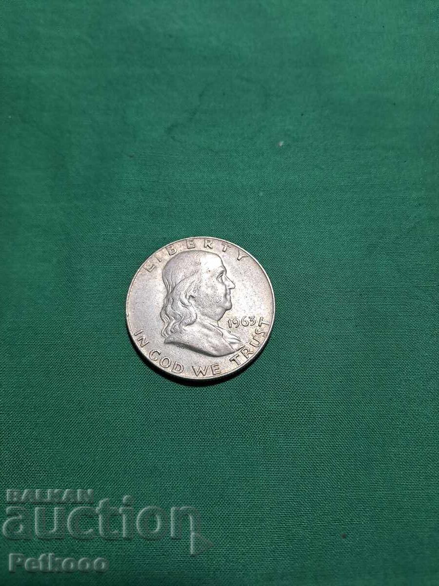 Jumătate de dolar de argint Franklin din 1963 Jumătate de dolar de argint Franklin din 1963
