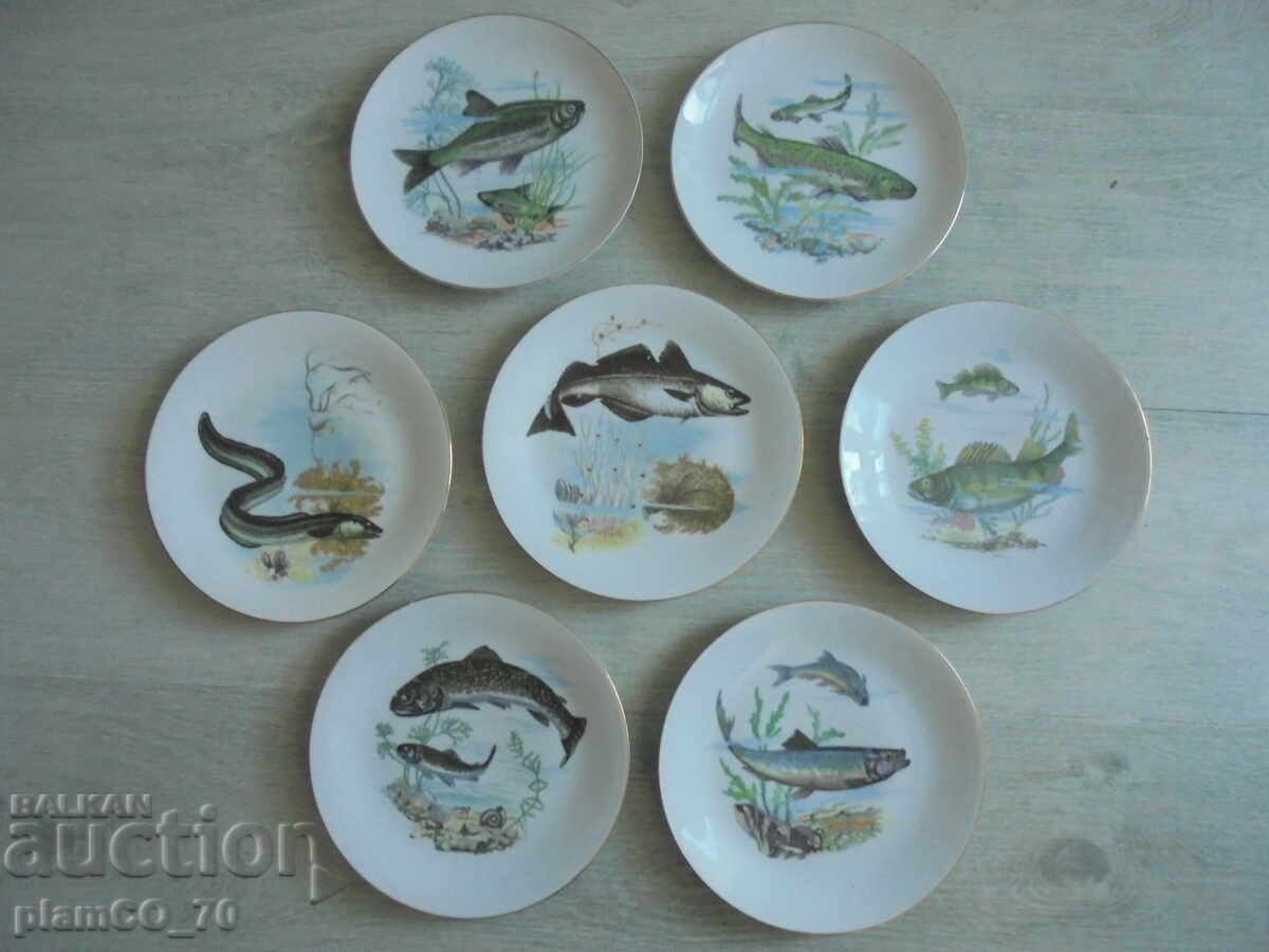 №*8433 Σετ από 7 πορσελάνινα πιάτα με εικονογραφήσεις ψαριών - 6 №*8433 Σετ από 7 πορσελάνινα πιάτα με εικονογραφήσεις ψαριών - 6