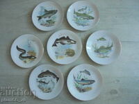 №*8433 Σετ από 7 πορσελάνινα πιάτα με εικονογραφήσεις ψαριών